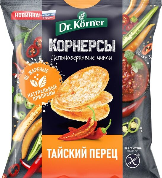 Чипсы Dr.Korner Кукурузно-рисовые с тайским острым и сладким перцем 50г