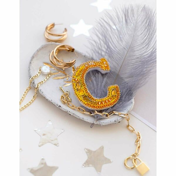 АД-078 Набор для вышивки бисером украшения на натур. худож. холсте Паттернхолст 'Буква 'С' 5,3*6,6см