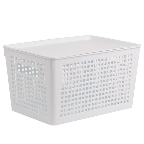 Корзина с крышкой Полимербыт Trraymix, 6 л, 27х19х15 cм, белый