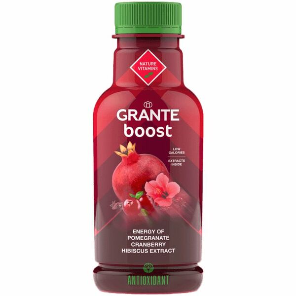Напиток Grante Boost гранат – клюква – экстракт каркаде безалкогольный негазированный, 330 мл