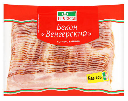 Бекон Велком Венгерский копчено-вареный, нарезка 500г