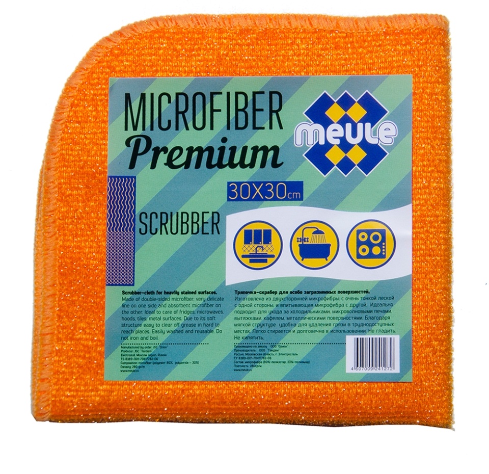 

Салфетка-скраббер Meule Premium из микрофибры для особо загрязнённых поверхностей 30x30 см