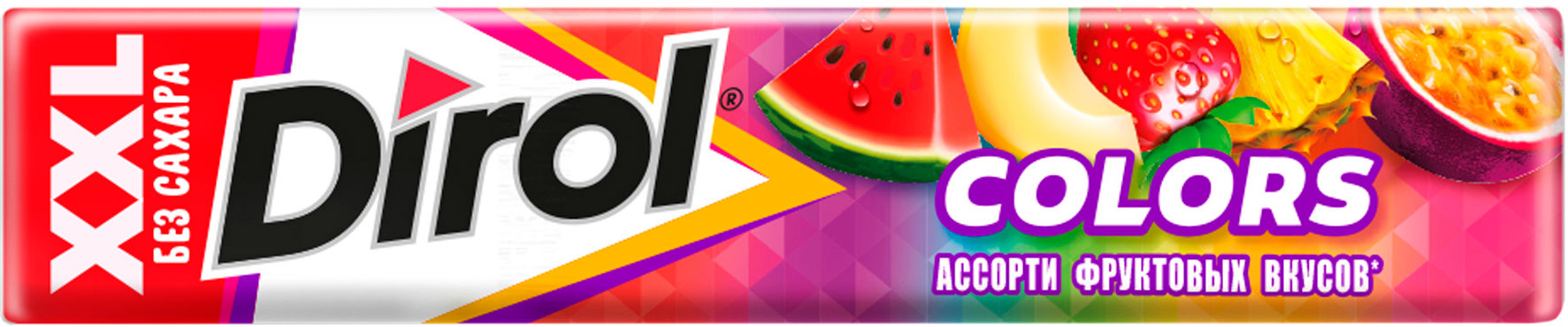 

Жевательная резинка Dirol Colors XXL ассорти фруктовых вкусов