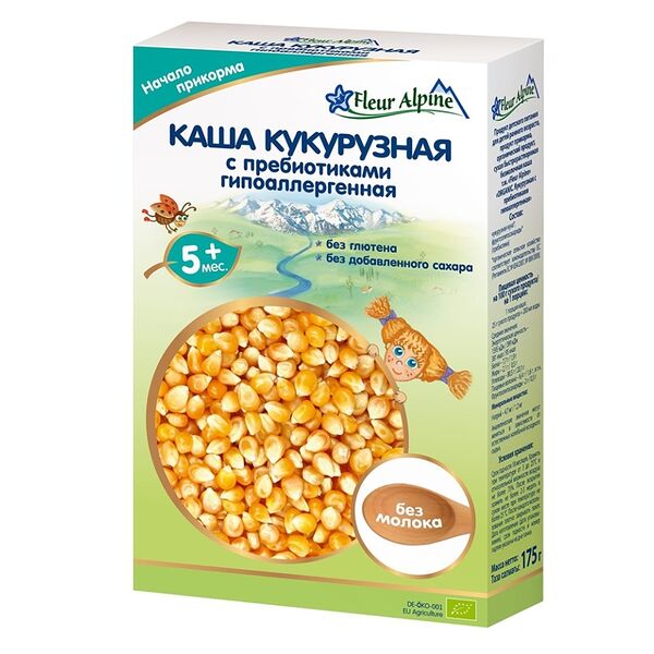 Каша кукурузная безмолочная Organic кукурузная вес 175г ДП Fleur Alpine