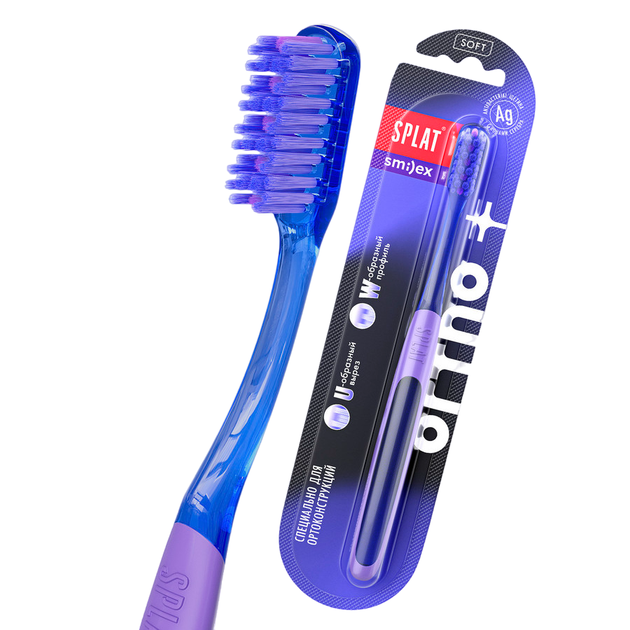 

Зубная щетка Splat Smilex ortho+ ортодонтическая мягкая 1 шт., цвет в ассортименте