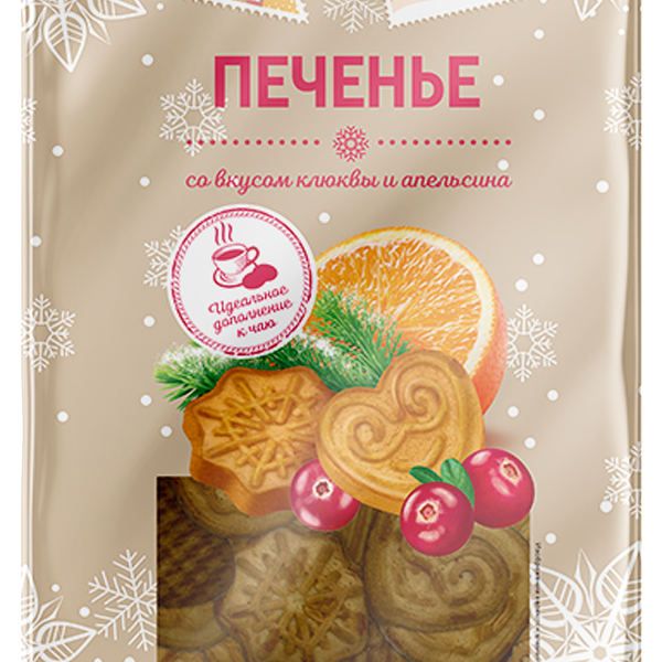 Печенье сахарное со вкусом клюква-апельсин 250 г
