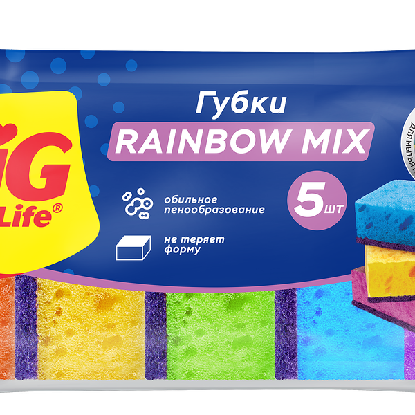 Губки для посуды BIG CITY LIFE Rainbow, крупнопористые Арт. 15107489, 5шт