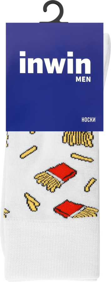 

Носки мужские INWIN р. 25–29 белые с рисунком картошка фри, Арт. BPF21/men01-fries