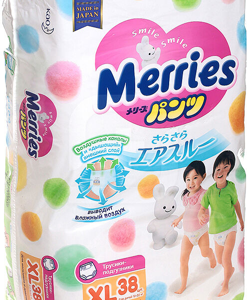 Трусики - подгузники Merries размер XL 12-22 кг, 38 шт.
