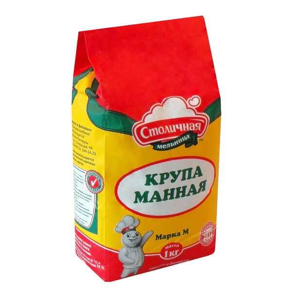Крупа манная 1кг бум/пак Столичная Мельница