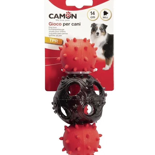 Игрушка для собак Гантель с бубенчиком красная, 14 см CAMON