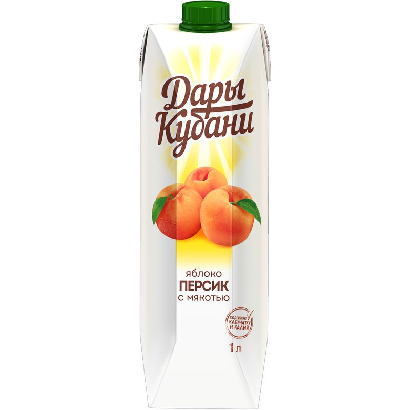 

Нектар Дары Кубани персик-яблоко с мякотью 1 л
