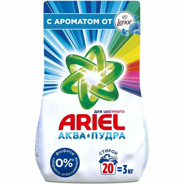 Стиральный порошок Ariel 2 в 1 Ленор Эффект автомат для цветного 3кг