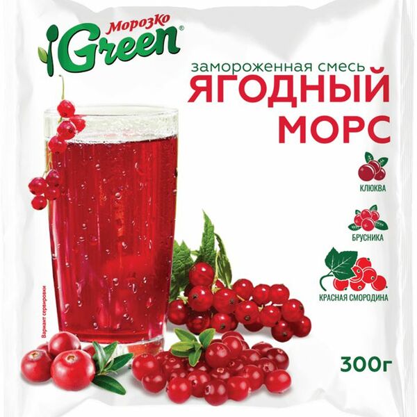 Смесь замороженная Морозко Green Ягодный морс клюква - брусника - красная смородина
