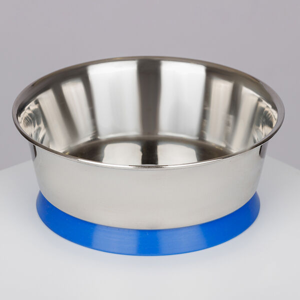 Миска металлическая с прорезиненным дном на присоске, D=16см