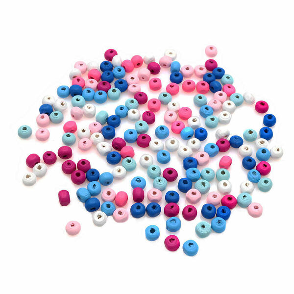 4AR398 Бусины деревянные, цветной микс, 6мм, 18гр/упак, Astra&Craft(Сине-розовый микс)