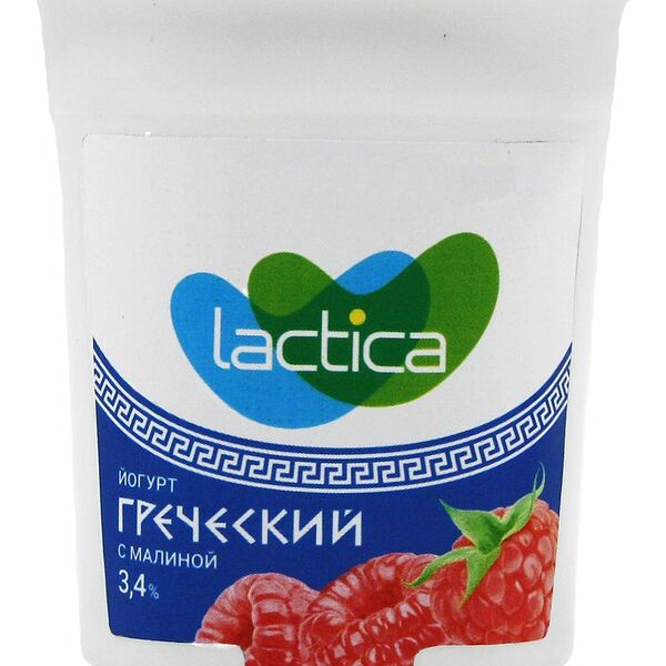 Йогурт Lactica двухслойный греческий с малиной 3.4% 120г