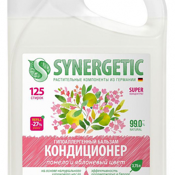 Бальзам-кондиционер для стирки Synergetic Помело и яблоневый цвет