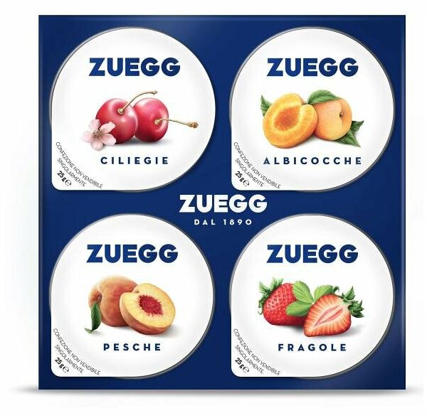 Ассорти конфитюров Zuegg черешня, персик, абрикос, клубника, 4х25 г