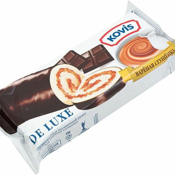 Рулет Kovis De Luxe бисквитный с варёной сгущёнкой, 200г