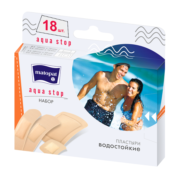 Пластыри Matopat Aqua Stop набор 18 шт