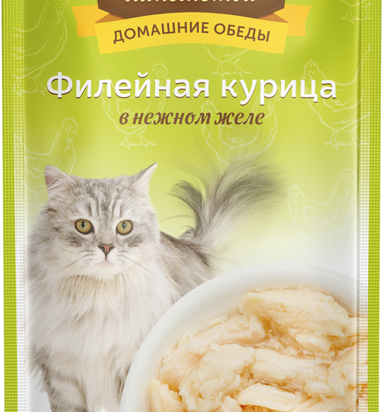 Корм консервированный для кошек ДЕРЕВЕНСКИЕ ЛАКОМСТВА филейная курица в нежном желе
