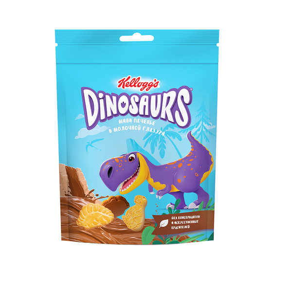 Печенье сахарное Келлогг’с Динозавры мини в молочной глазури 50г