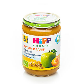 Каша детская HiPP безмолочная овсяная с яблоком и абрикосом, с 6 месяцев