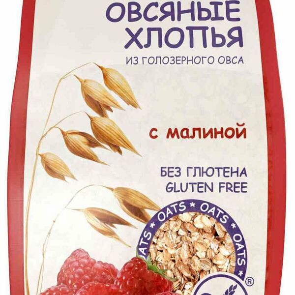 Хлопья овсяные Сташевское с малиной без глютена 375 г