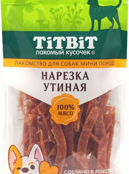Лакомство для собак TiTBiT нарезка утиная для собак мини пород 70г