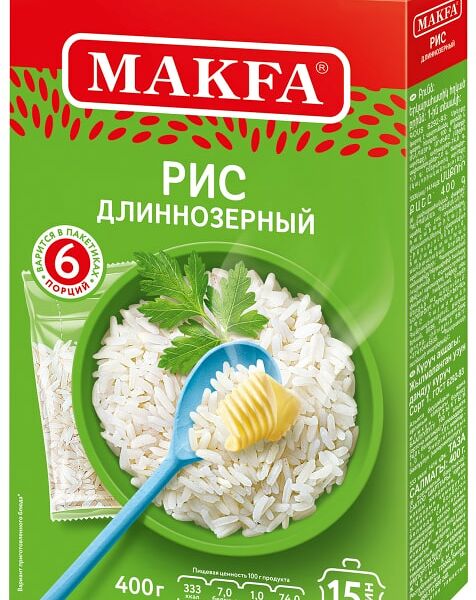 Рис Makfa шлифованный длиннозерный 6пак*66.6г