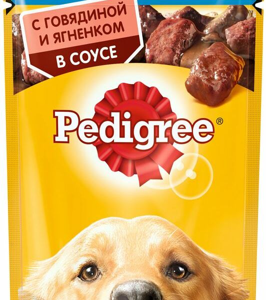 Корм Pedigree с говядиной и ягнёнком в соусе для взрослых собак всех пород, 85г