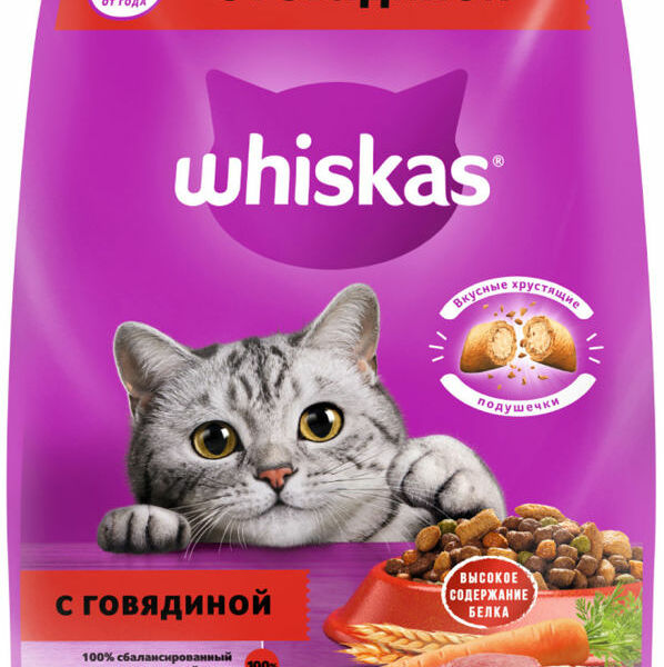 Корм для кошек Whiskas Паштет из говядины с печенью, от 1 года