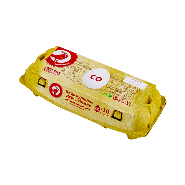 Яйца куриные АШАН Красная птица деревенские С0, 10 шт