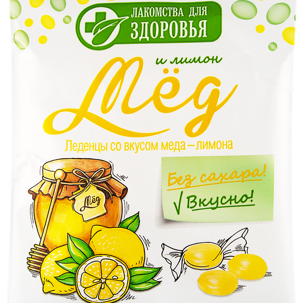 Леденцы Лакомства для здоровья мед-лимон, без сахара, на изомальте