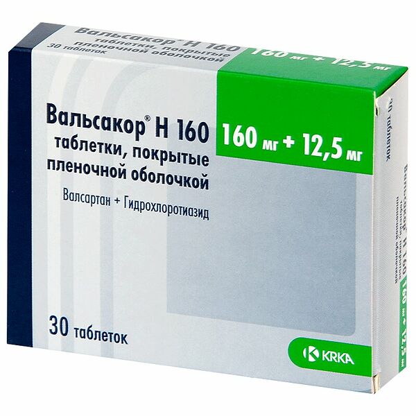 Вальсакор Н 160 таблетки 160 мг + 12.5 мг 30 шт