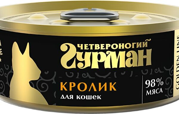 Влажный корм для кошек Четвероногий Гурман Golden кролик 100г