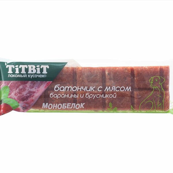 Лакомство TitBit для собак батончик с мясом баранины и брусникой 40 г