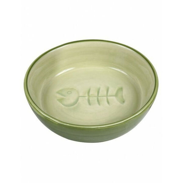 Trixie Миска керамическая с рисунком Рыбья кость, цветная 0,2 л/13 см