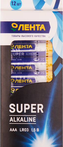 Элементы питания ЛЕНТА ААА алкалиновая Арт. ALR0312, 12шт