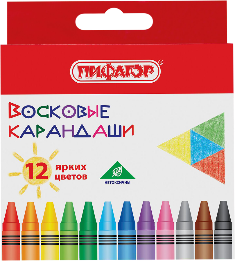 

Карандаши восковые Пифагор Солнышко, 12 цветов