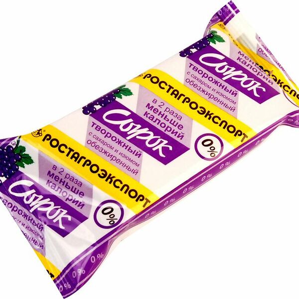 Сырок творожный Ростагроэкспорт с изюмом 0% 90г