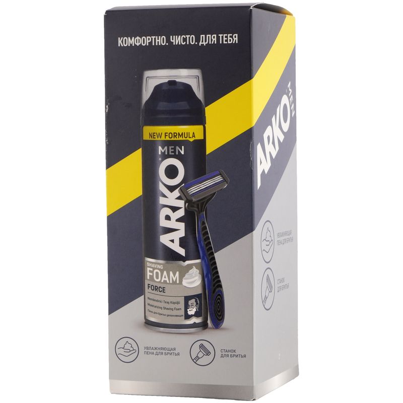 

Набор подарочный Arko Men Станок для бритья System 3 + Пена для бритья Force