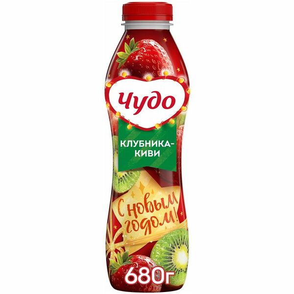 Йогурт фруктовый Чудо клубника, киви 1.9%, 680мл