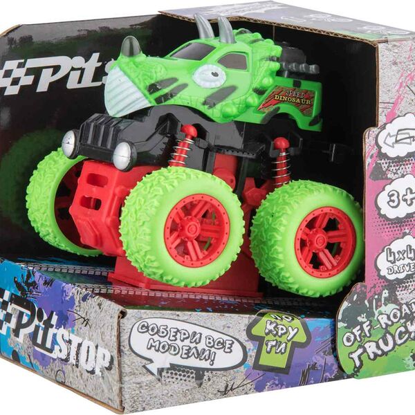 Машинка инерционная Pit Stop Трак Динозавр, цвет в ассортименте, 10 см