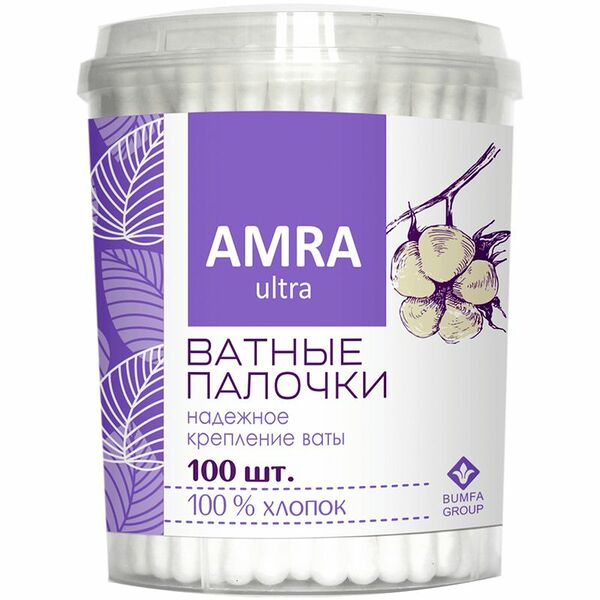 Ватные палочки Amra, 100шт