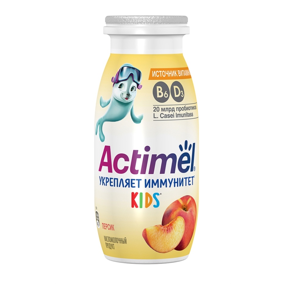 

Продукт кисломолочный Actimel Детский Персик 1.5% 95 г