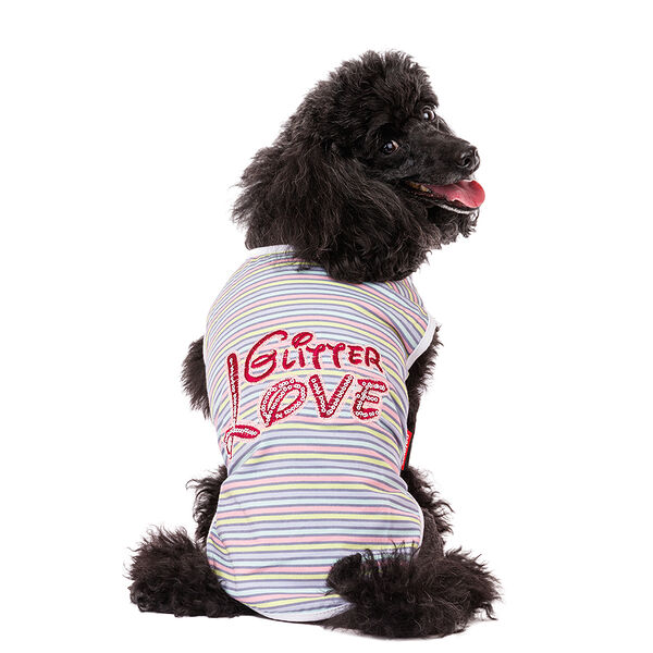 Футболка для собак Glitter Love L голубой (унисекс)