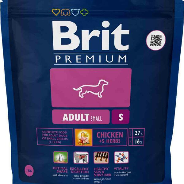 Корм для взрослых собак мелких пород Brit Premium Курица и 5 трав