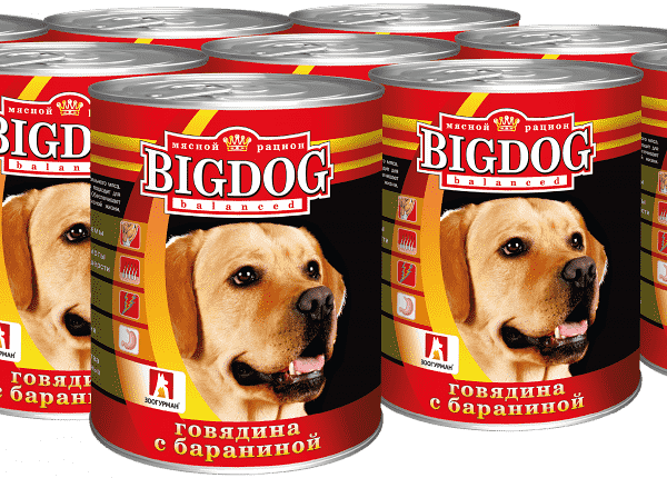 Корм для собак ЗООГУРМАН Big Dog Говядина с бараниной банка 850г (упаковка - 9 шт)